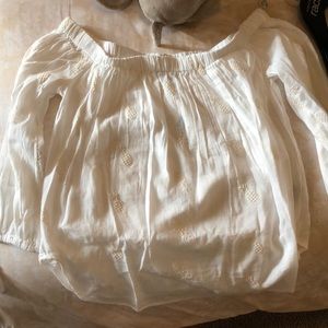 Old Navy Off-The-Shoulder White Pineapple Shirt
